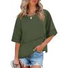 imageANRABESS Womens Tops Crewneck Half Sleeve Loose Fit T Shirts Solid Cute Flowy Shirts Summer Casual Tees 2025 Trendy OutfitsArmy Green