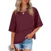 imageANRABESS Womens Tops Crewneck Half Sleeve Loose Fit T Shirts Solid Cute Flowy Shirts Summer Casual Tees 2025 Trendy OutfitsDeep Red