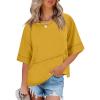imageANRABESS Womens Tops Crewneck Half Sleeve Loose Fit T Shirts Solid Cute Flowy Shirts Summer Casual Tees 2025 Trendy OutfitsYellow