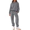 imageANRABESS Womens Two Piece Outfits Sweatsuit Lounge Set Long Sleeve Crewneck Sweatshirt Jogger Pants Tracksuit 2025 Fall SetsDeep Grey