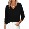 imageANRABESS Womens V Neck Ribbed Long Sleeve 2025 Fall Lightweight Soft Sweaters TopBlack