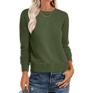 imageANRABESS Sweater for Women Long Sleeve Crewneck 2025 Fall Winter Soft Loose Fit Basic Knit Pullover Sweaters Top OutfitsArmy Green