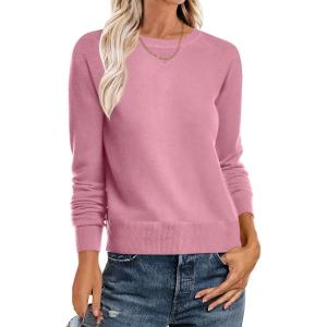 imageANRABESS Sweater for Women Long Sleeve Crewneck 2025 Fall Winter Soft Loose Fit Basic Knit Pullover Sweaters Top OutfitsCoral Pink