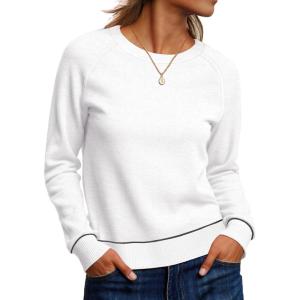 imageANRABESS Sweaters for Women Long Sleeve Cropped Lightweight 2025 Fall Fashion Knit Crewneck Pullover Top Soft Trendy OutfitsWhite