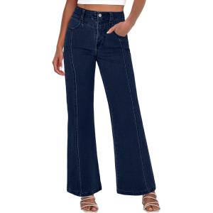 imageANRABESS Wide Leg Jeans for Women Trendy 2025 High Waisted Stretchy Baggy Fall Fashion Denim Pants with PocketsDark Blue