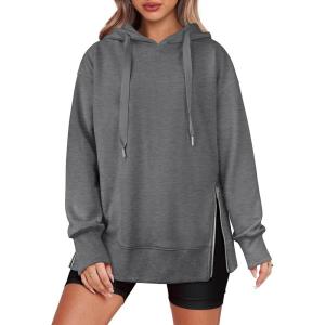 imageANRABESS Women Oversized Hoodies Side Zipper Fleece Long Sweatshirts Lightweight Tunic Pullover 2025 Fall Trendy ClothesDark Grey