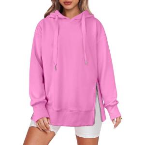 imageANRABESS Women Oversized Hoodies Side Zipper Fleece Long Sweatshirts Lightweight Tunic Pullover 2025 Fall Trendy ClothesPink