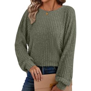 imageANRABESS Womens Batwing Long Sleeve Shirts 2025 Fall Oversized Loose Fit Lightweight Sweater Dressy Casual Tunic Tops BlouseDeep Green