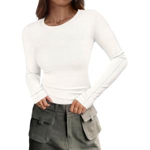 imageANRABESS Womens Long Sleeve Shirts Crew Neck Fitted Knit Casual TShirt Going Out Tops Basic Tees Fall Fashion Outfits 2025Beige