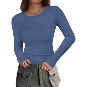 imageANRABESS Womens Long Sleeve Shirts Crew Neck Fitted Knit Casual TShirt Going Out Tops Basic Tees Fall Fashion Outfits 2025Deep Blue