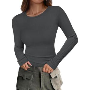 imageANRABESS Womens Long Sleeve Shirts Crew Neck Fitted Knit Casual TShirt Going Out Tops Basic Tees Fall Fashion Outfits 2025Deep Grey