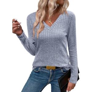 imageANRABESS Womens Long Sleeve Shirts V Neck Lightweight Sweater Tops 2025 Fall Dressy Casual Work Tunic BlouseBlue