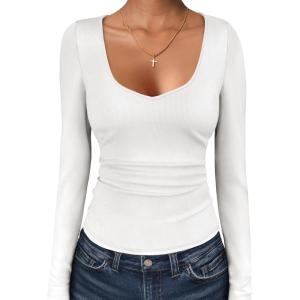 imageANRABESS Womens Long Sleeve Tops Sweetheart Neck Ribbed Knit Slim Fitted Shirts Basic Layer Tees 2025 Fall OutfitsWhite