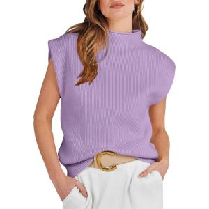 imageANRABESS Womens Mock Neck Sleeveless Sweater Vest Casual Cap Sleeve Knit Pullover Tank Tops 2025 Fall ClothesPurple
