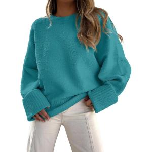 imageANRABESS Womens Oversized Sweaters 2025 Long Sleeve Fuzzy Knit Casual Chunky Pullover Sweater Fall Outfits ClothesLake
