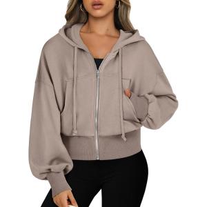 imageANRABESS Womens Zip Up Hoodies Cropped Sweatshirts Casual Comfy Cute Zip Jackets Fashion Trendy Fall Outfits 2025 Y2K ClothesKhaki