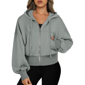 imageANRABESS Womens Zip Up Hoodies Cropped Sweatshirts Casual Comfy Cute Zip Jackets Fashion Trendy Fall Outfits 2025 Y2K ClothesSage Green