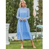 imageANRABESS Womens Fall Vacation Guest Dress 2025 Long Sleeve Mock Neck Mesh Floral Boho Flowy Casual Tea Party Midi DressesBlue