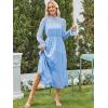 imageANRABESS Womens Fall Vacation Guest Dress 2025 Long Sleeve Mock Neck Mesh Floral Boho Flowy Casual Tea Party Midi DressesBlue