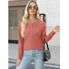 imageANRABESS Womens Long Sleeve Waffle Knit Shirts Dressy Casual Loose Button Up V Neck Henley Tops 2025 Fall Basic Tee BlouseCoral