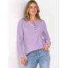 imageANRABESS Womens Long Sleeve Waffle Knit Shirts Dressy Casual Loose Button Up V Neck Henley Tops 2025 Fall Basic Tee BlouseLight Purple