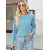 imageANRABESS Womens Long Sleeve Waffle Knit Shirts Dressy Casual Loose Button Up V Neck Henley Tops 2025 Fall Basic Tee BlouseSky Blue