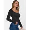 imageANRABESS Long Sleeve Shirts for Women Scoop Neck Tops 2025 Fall Trendy Casual Knit Slim Fit Textured BlousesBlack
