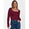 imageANRABESS Long Sleeve Shirts for Women Scoop Neck Tops 2025 Fall Trendy Casual Knit Slim Fit Textured BlousesBurgundy