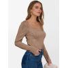 imageANRABESS Long Sleeve Shirts for Women Scoop Neck Tops 2025 Fall Trendy Casual Knit Slim Fit Textured BlousesKhaki