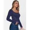 imageANRABESS Long Sleeve Shirts for Women Scoop Neck Tops 2025 Fall Trendy Casual Knit Slim Fit Textured BlousesNavy Blue