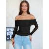 imageANRABESS Off Shoulder Tops for Women Mesh Long Sleeve Floral Lace Slim Fit Blouses Shirts 2025 Y2K Going Out Fall ClothesBlack Floral