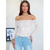 imageANRABESS Off Shoulder Tops for Women Mesh Long Sleeve Floral Lace Slim Fit Blouses Shirts 2025 Y2K Going Out Fall ClothesWhite Floral