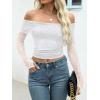imageANRABESS Off Shoulder Tops for Women Mesh Long Sleeve Floral Lace Slim Fit Blouses Shirts 2025 Y2K Going Out Fall ClothesWhite Leaf