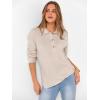 imageANRABESS Women Long Sleeve Henley Shirts Ribbed Knit Lightweight Sweaters Business Casual Work Tops 2025 Fall Trendy OutfitsYellow Beige