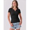 imageANRABESS Women Short Sleeve Tops V Neck Rib Knit Slim Fit Shirts Basic Tee 2025 Summer Casual TShirt Outfits ClothesBlack