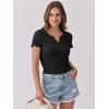 imageANRABESS Women Short Sleeve Tops V Neck Rib Knit Slim Fit Shirts Basic Tee 2025 Summer Casual TShirt Outfits ClothesBlack