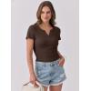 imageANRABESS Women Short Sleeve Tops V Neck Rib Knit Slim Fit Shirts Basic Tee 2025 Summer Casual TShirt Outfits ClothesCoffee