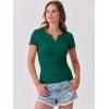imageANRABESS Women Short Sleeve Tops V Neck Rib Knit Slim Fit Shirts Basic Tee 2025 Summer Casual TShirt Outfits ClothesDeep Green