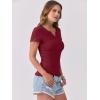 imageANRABESS Women Short Sleeve Tops V Neck Rib Knit Slim Fit Shirts Basic Tee 2025 Summer Casual TShirt Outfits ClothesDeep Red