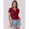 imageANRABESS Women Short Sleeve Tops V Neck Rib Knit Slim Fit Shirts Basic Tee 2025 Summer Casual TShirt Outfits ClothesDeep Red