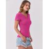 imageANRABESS Women Short Sleeve Tops V Neck Rib Knit Slim Fit Shirts Basic Tee 2025 Summer Casual TShirt Outfits ClothesHot Pink