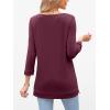 imageANRABESS Womens 34 Length Sleeve Tops V Neck Basic Tee Shirts 2025 Spring Summer Dressy Casual Tunic Blouses OutfitsBurgundy