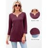 imageANRABESS Womens 34 Length Sleeve Tops V Neck Basic Tee Shirts 2025 Spring Summer Dressy Casual Tunic Blouses OutfitsBurgundy