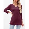 imageANRABESS Womens 34 Length Sleeve Tops V Neck Basic Tee Shirts 2025 Spring Summer Dressy Casual Tunic Blouses OutfitsBurgundy