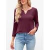 imageANRABESS Womens 34 Length Sleeve Tops V Neck Basic Tee Shirts 2025 Spring Summer Dressy Casual Tunic Blouses OutfitsBurgundy