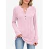 imageANRABESS Womens Long Sleeve Henley Shirts 2025 Fall Tunic Tops Ribbed Knit Lightweight Sweaters Dressy Casual Blouse OutfitsPink
