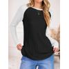 imageANRABESS Womens Long Sleeve Tops Ribbed Knit Color Block Shirts Lightweight Sweaters 2025 Fall Outfits BlousesBlack White