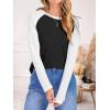 imageANRABESS Womens Long Sleeve Tops Ribbed Knit Color Block Shirts Lightweight Sweaters 2025 Fall Outfits BlousesBlack White