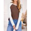 imageANRABESS Womens Long Sleeve Tops Ribbed Knit Color Block Shirts Lightweight Sweaters 2025 Fall Outfits BlousesBrown White