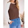 imageANRABESS Womens Long Sleeve Tops Ribbed Knit Color Block Shirts Lightweight Sweaters 2025 Fall Outfits BlousesBrown White